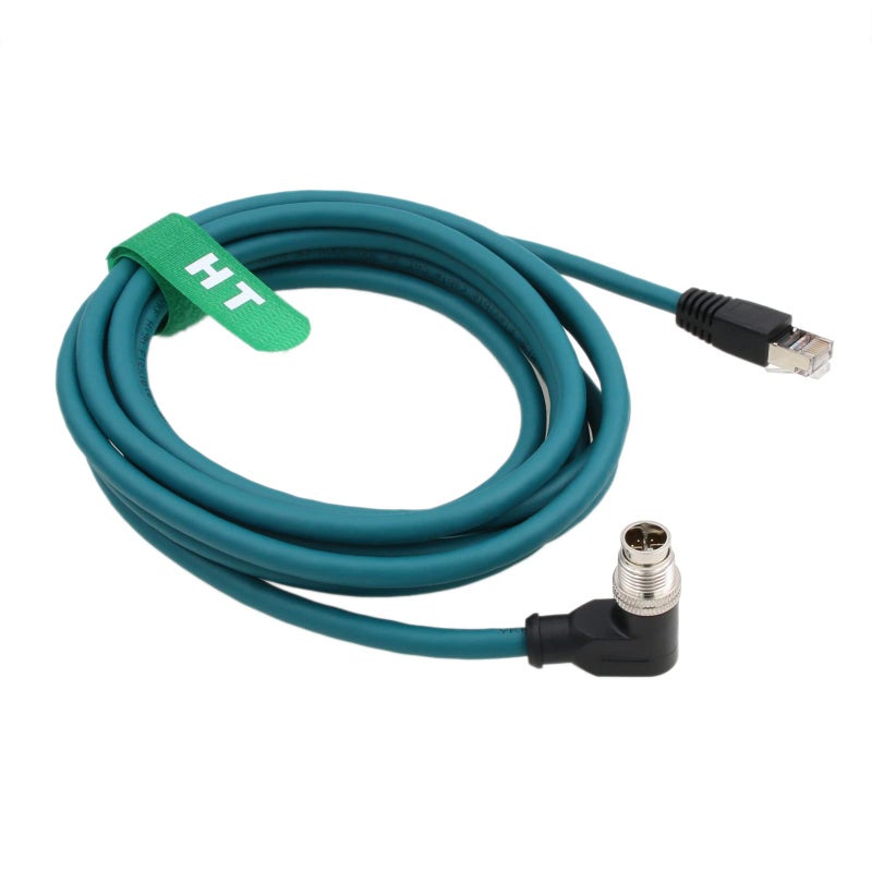 HangTon Ethernet Cable for Keyence IV3 SR5000 Cognex DataMan 260 280 380 370 470 580 Barcode Reader Sensor, 8 Pin X-Coded Angled M12 to RJ45 Shielded 3m - Image 2